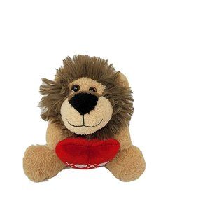 Dan Dee Lion Stuffed Plush Animal 7" Small Brown Soft XOXO Heart Hugs Kisses